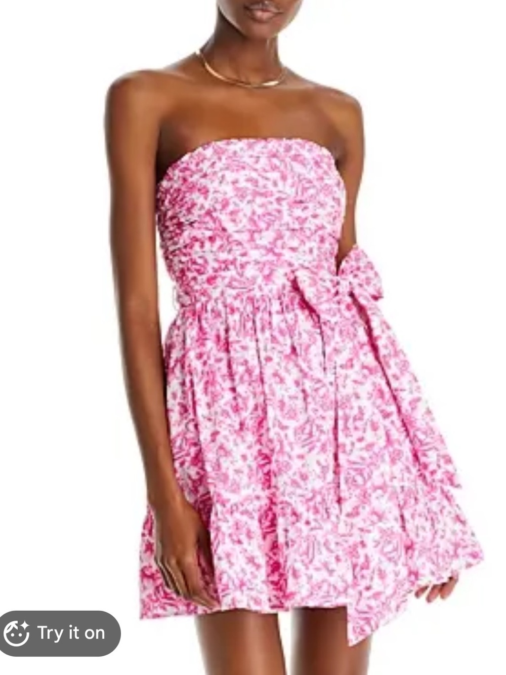 Aqua Cotton Strapless Pink Floral Sundress layered skirt pleated waist sz S